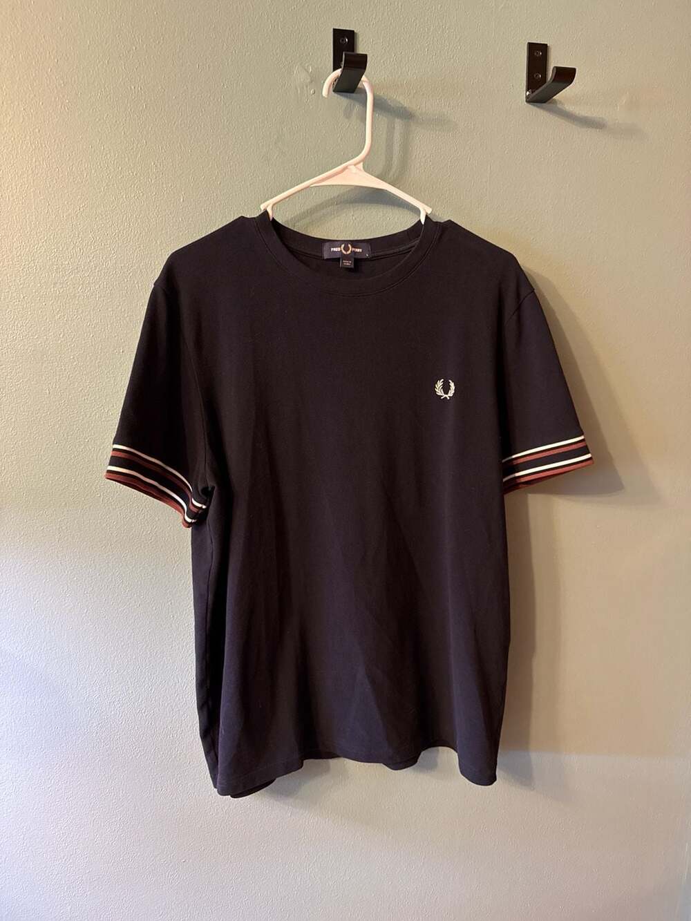 Fred Perry Twin Tipped Pique T-Shirt Navy Blue Size L